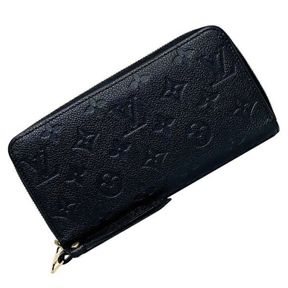 Louis Vuitton Amplant Zippy Wallet Black Monogram Logo Embossed